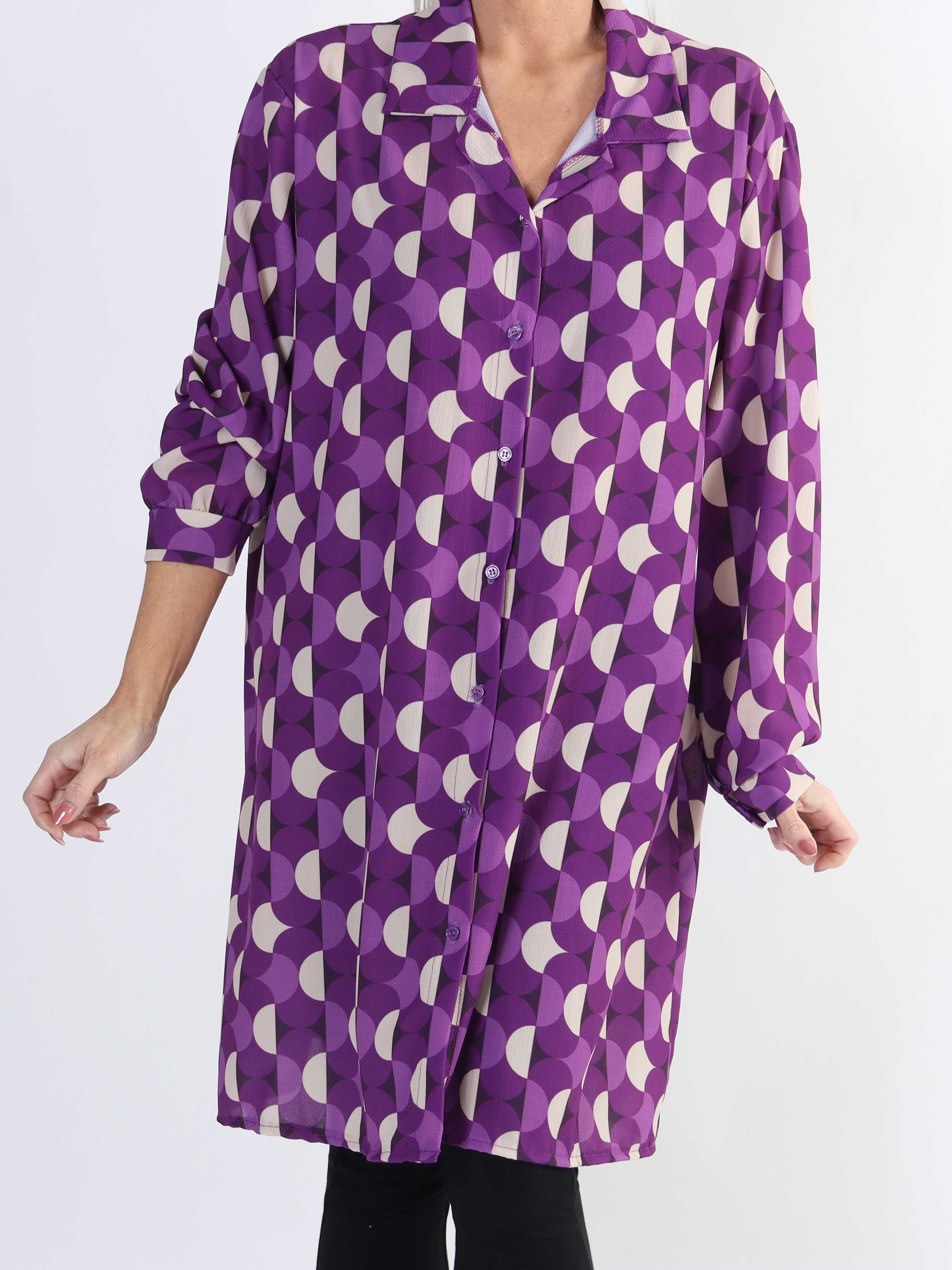 Abigail Pattern - Mønstret plus size skjortekjole